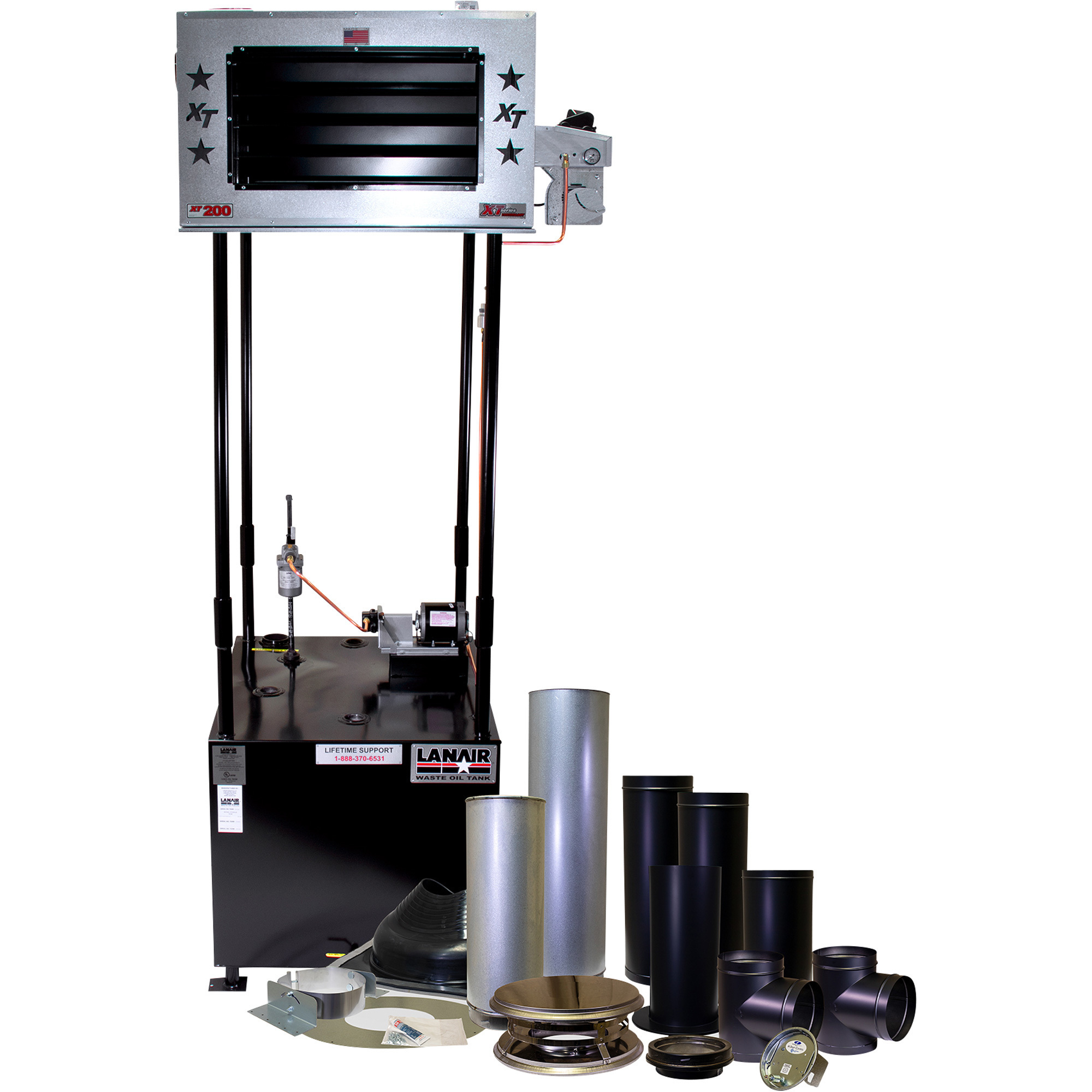 LANAIR Waste Oil-Fired Thermostat-Controlled Heater Package 3, 200,000 BTU, 5000 Sq. Ft. Capacity, Model# XT-200 HEATER